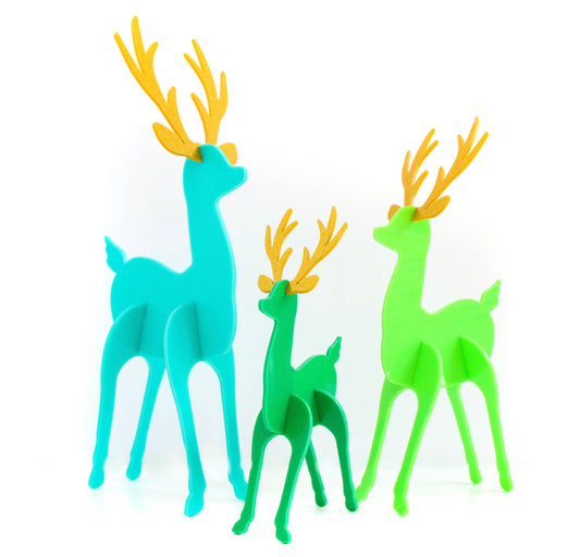 Teal and Green Acrylic Reindeer Christmas Decor