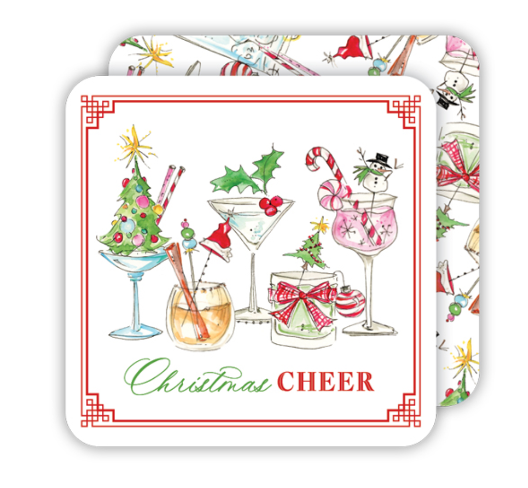 HANDPAINTED CHRISTMAS COCKTAILS SQUARE COASTER