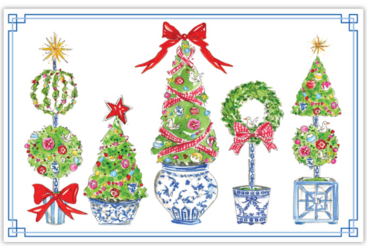 MERRY AND BRIGHT HOLIDAY TOPIARIES PLACEMAT